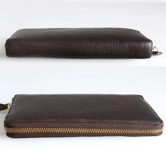 LOEWE Madrid Zippy Wallet Brown Textured Epi Leather Luxury Vintage Rare